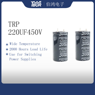 Broche ancha negra de la temperatura en el condensador 450v 220uf TW BOR