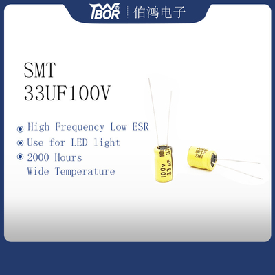 Condensador de alta temperatura electrolítico de aluminio amarillo 33UF100V