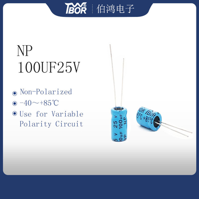 El BI del condensador del amperio del coche de NP 100UF25V polarizó el condensador electrolítico de aluminio